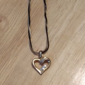 17" Black & Gold Intertwined Chain Heart Necklace